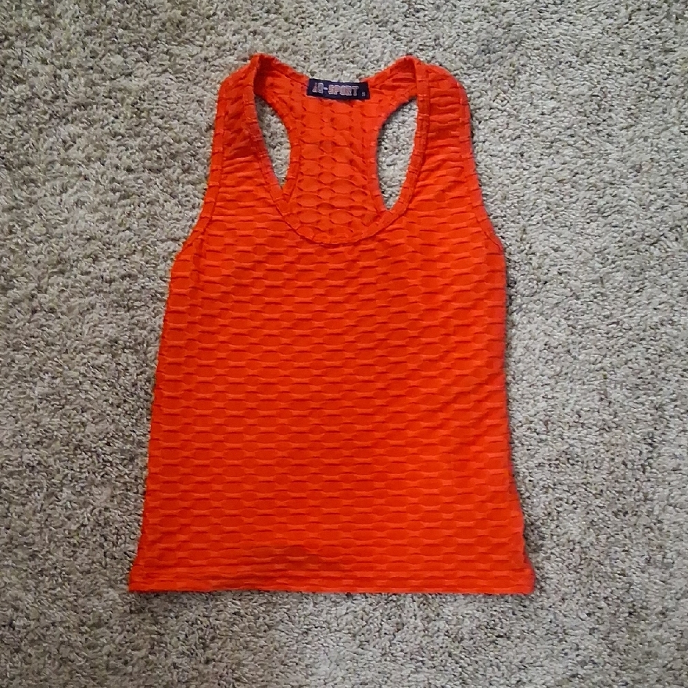 Orange Textured Women's Tank Top